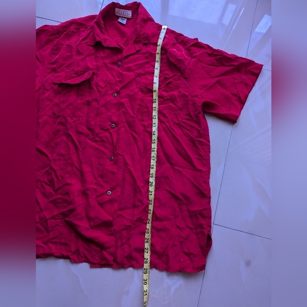 EXPRESS Compagnie Internationale Shirt Sleeve button-down Shirt 100% Silk M - Picture 13 of 14